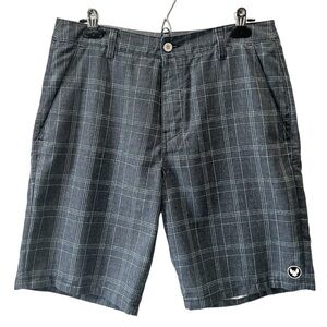 Hurley Men's Hybrid Board Shorts Flat Front Casual Grey Plaid Size 31